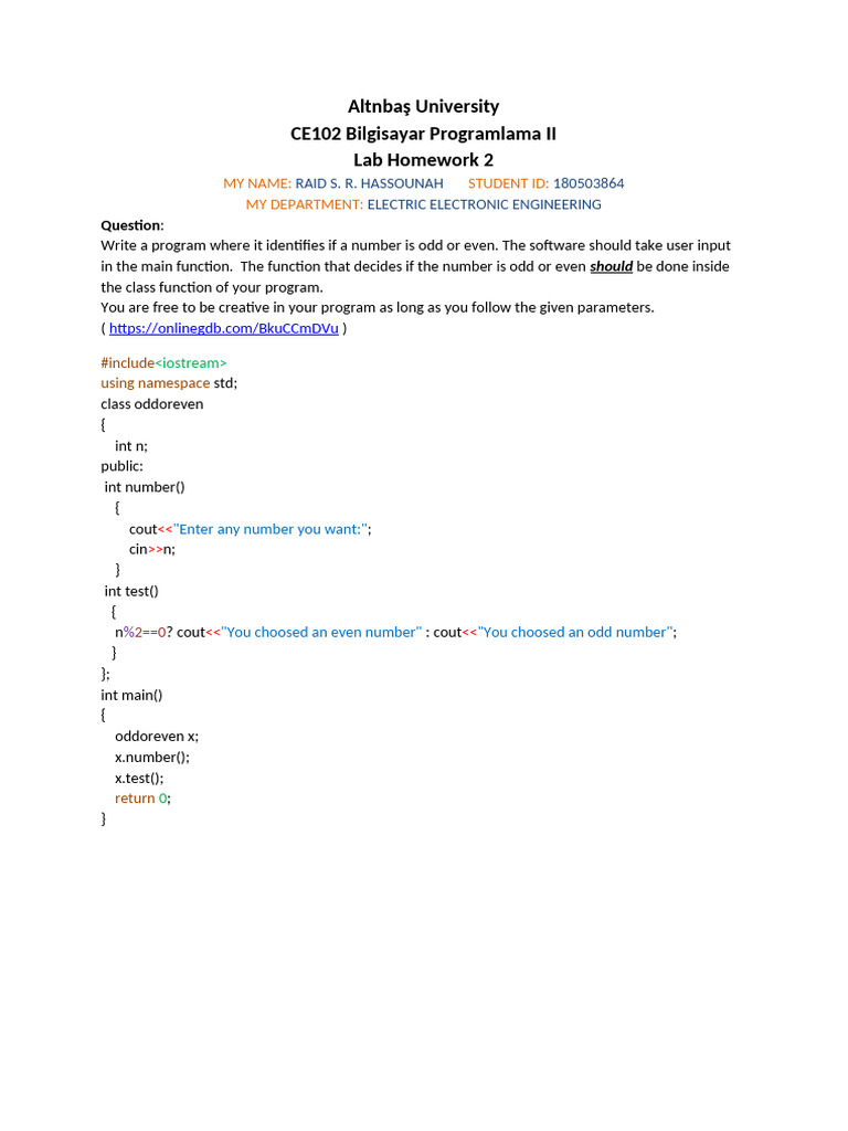 C++ Homework 2 | PDF
