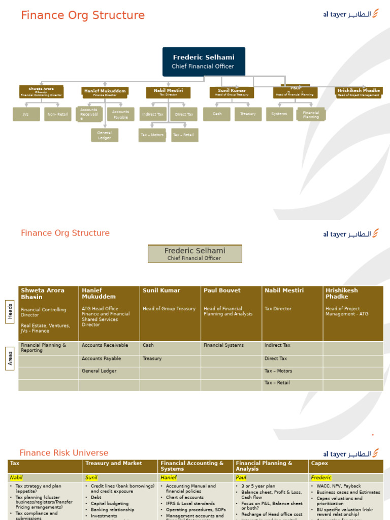 Finance Organizational Structure Overview | PDF | Taxes | Mergers And ...