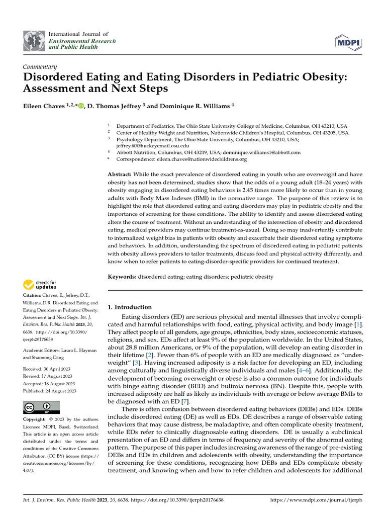Disordered Eating and Eating Disorders in Pediatri | PDF | Binge Eating ...