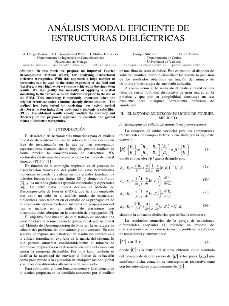 Análisis Modal de Estructuras Dieléctricas | PDF | Matriz (Matemáticas ...
