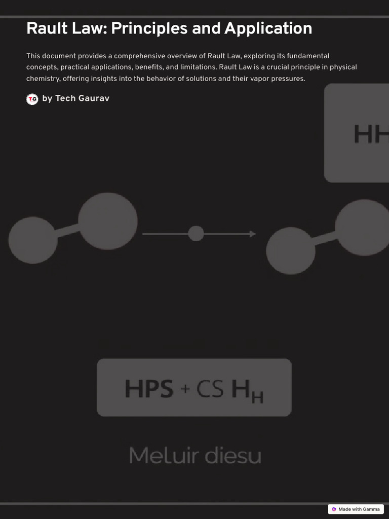 Overview of Rault Law Principles | PDF | Distillation | Vapor
