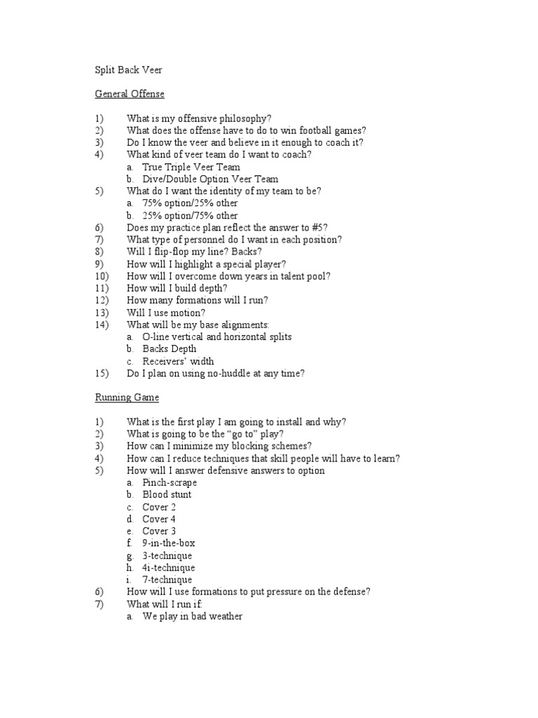 Split Back Veer PDF Football Codes Gridiron Football