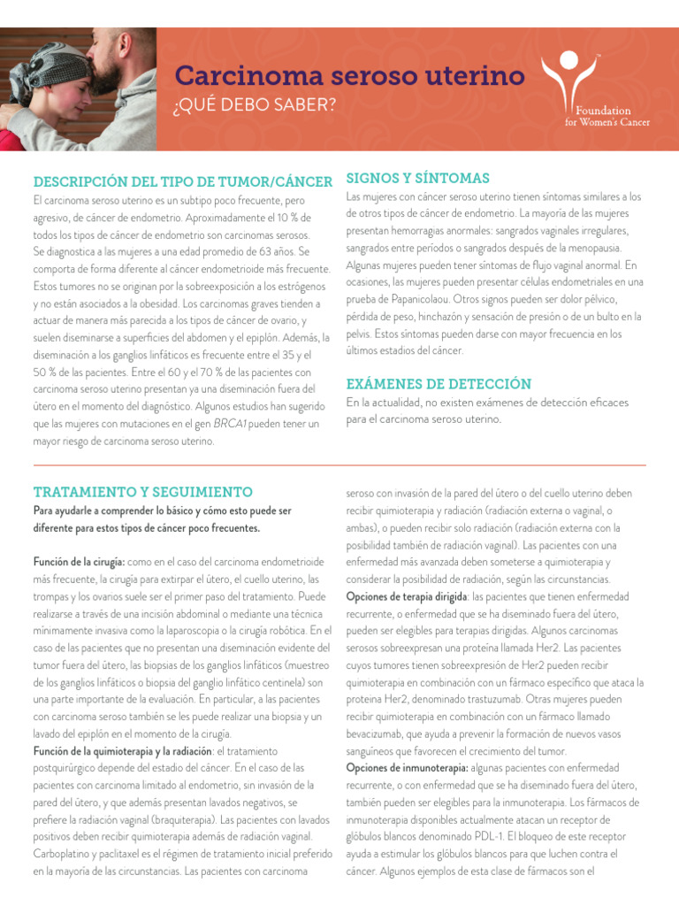 Rare Tumor One Pager - Uterine Serous Carcinoma - SPANISH - v1 | PDF ...