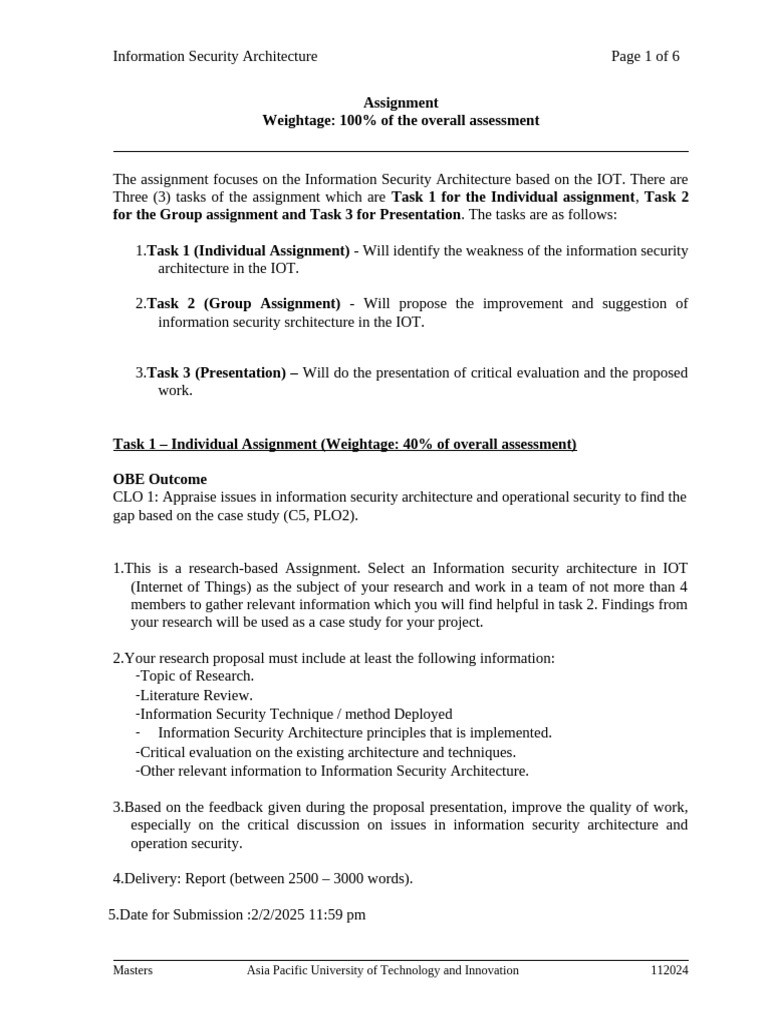 IoT Information Security Architecture Assignment | PDF | Computer ...