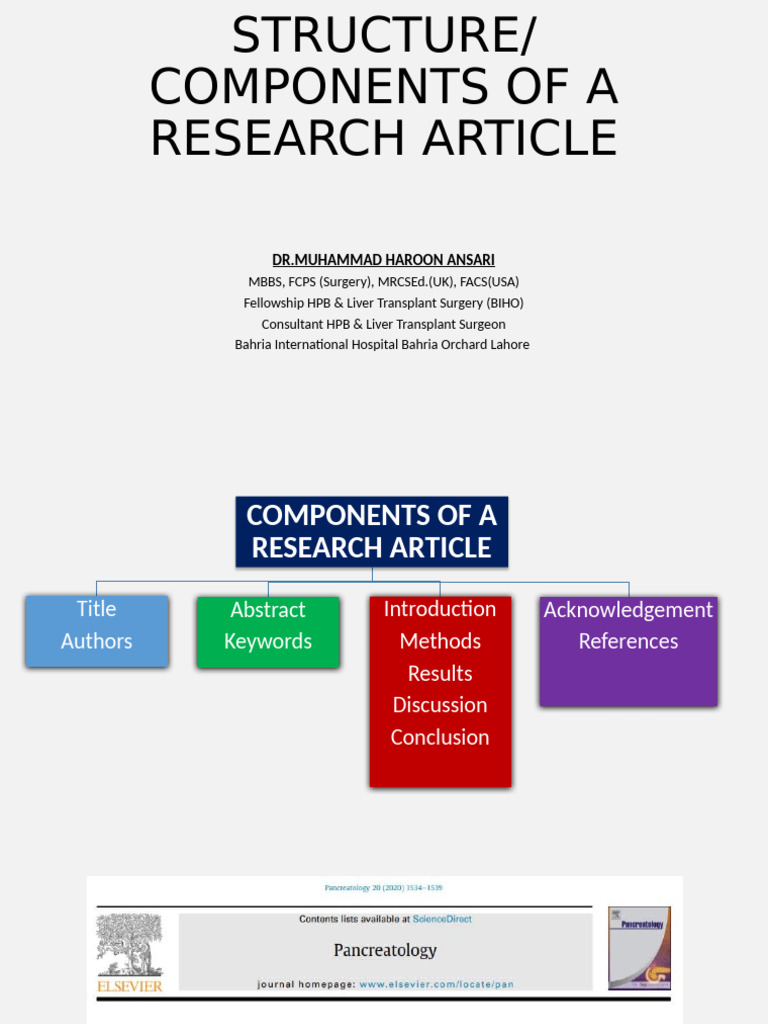 Structure of A Research Article-Dr.M.haroon Ansari | PDF | Methodology