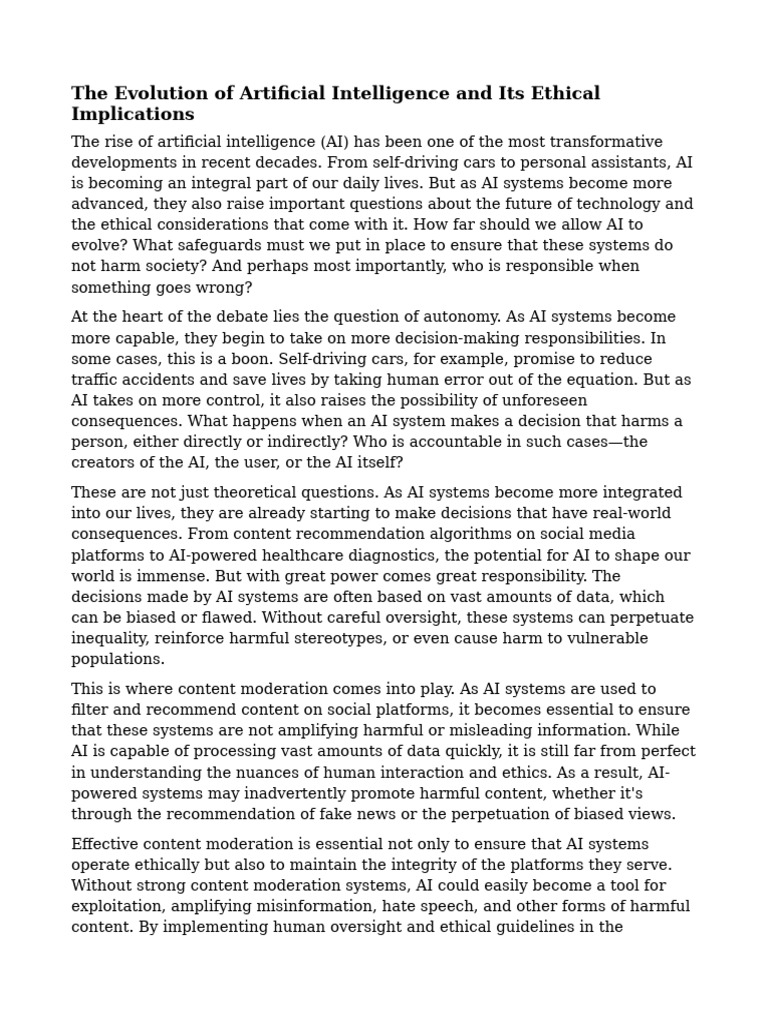 The Evolution of Artificial Intelligence and Its Ethical Implications ...