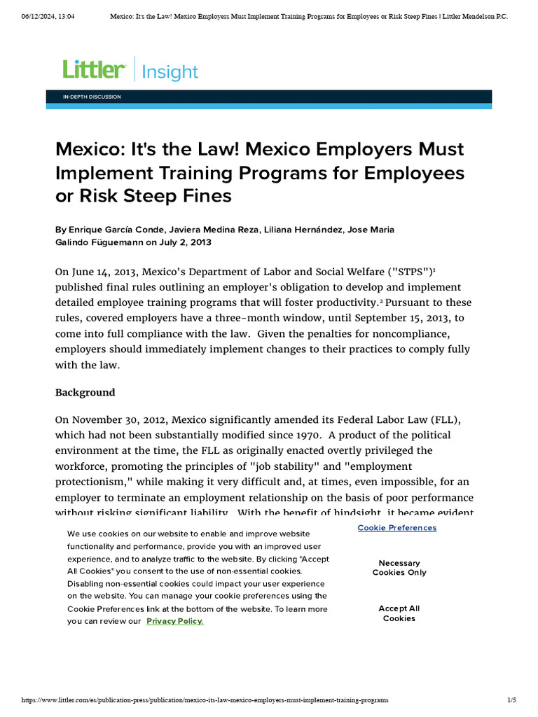 Mexico Employers Must Implement Training Programs For Employees or Risk ...