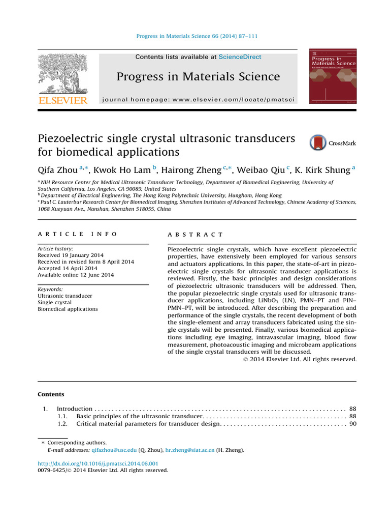 Piezoelectric Single Crystal US Transducers | PDF | Piezoelectricity ...