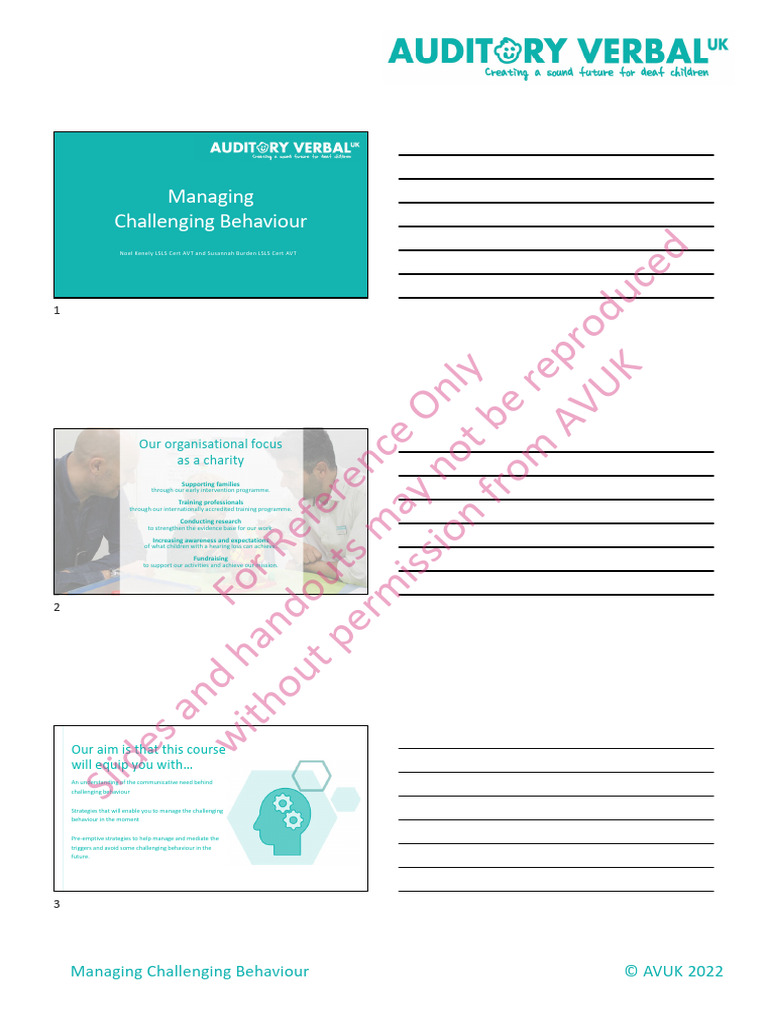Managing challenging behaviour presentation handout pdf psychology
