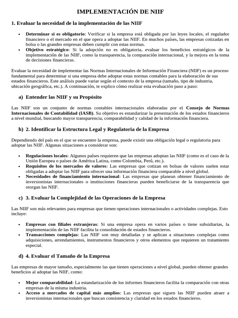 Implementacion de NIIF | PDF | normas internacionales de INFORMACION ...