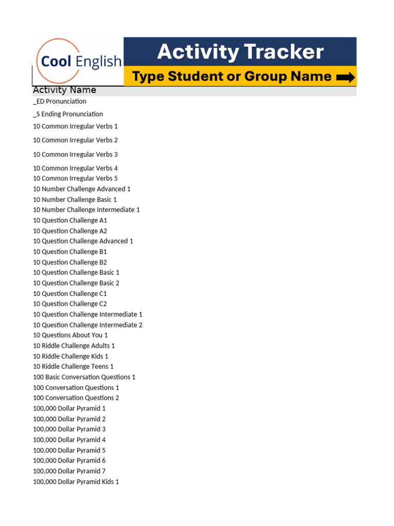 CE+Activity+Tracker+2024+ +Fall | PDF | Verb | Adjective