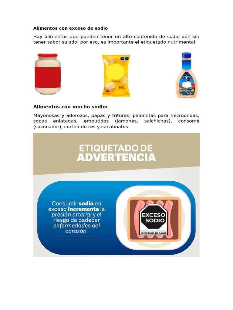Alimentos Altos en Sodio a Evitar | PDF