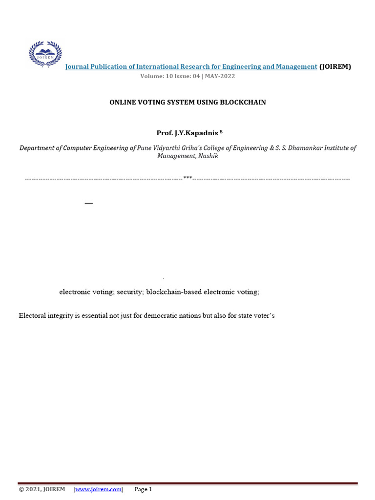 Online Voting System Using Blockchain | PDF | Public Key Cryptography ...