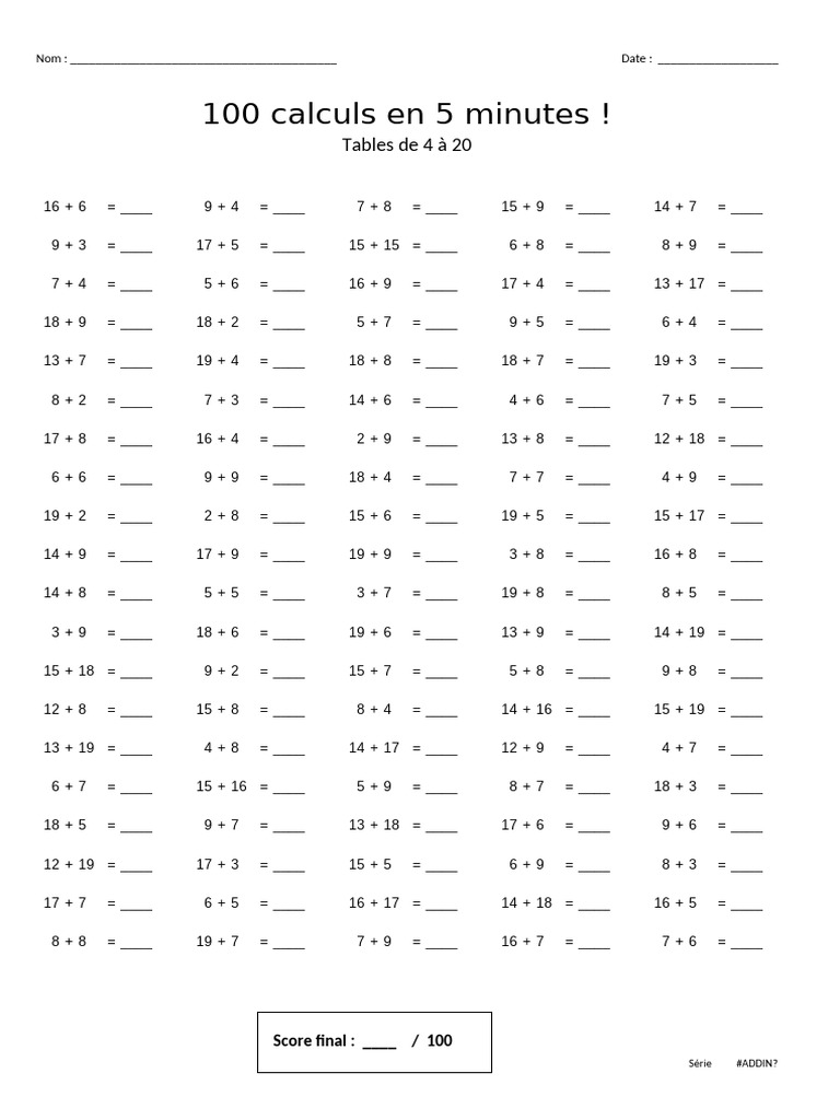 100 Quick Math Problems for Kids | PDF