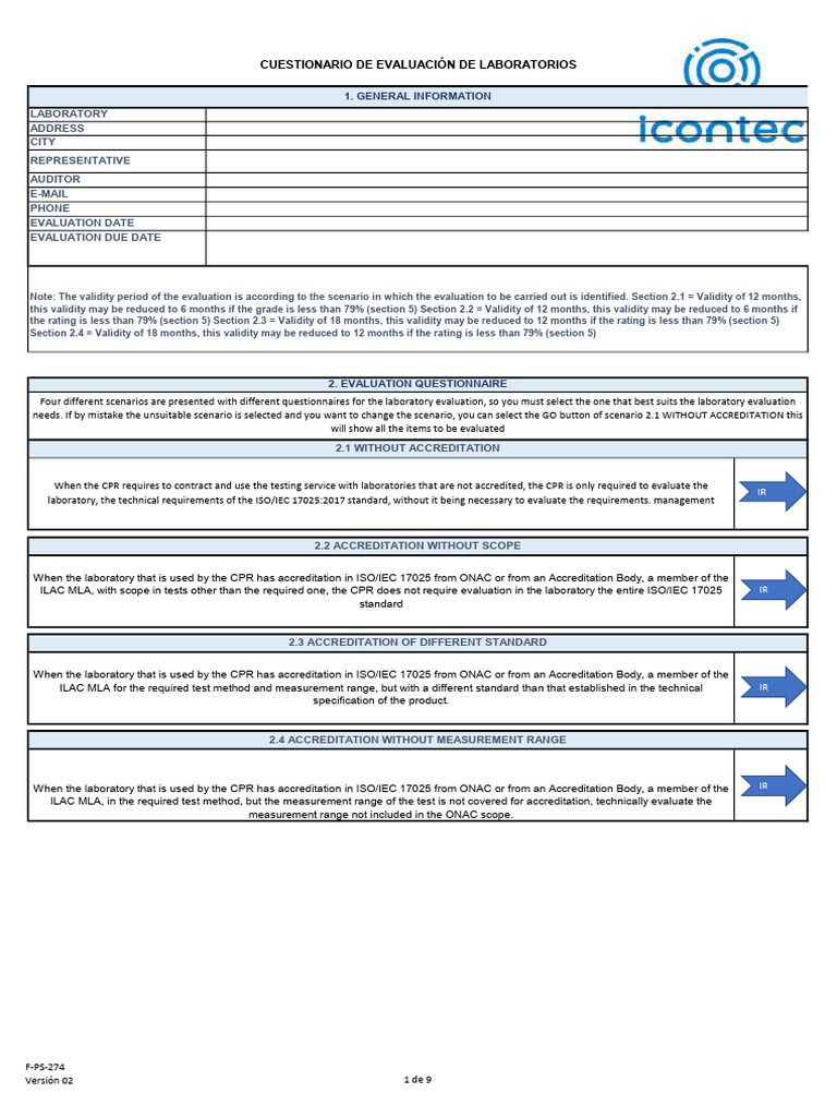 Laboratorio Evaluation Questionnaire Guide | PDF | Verification And ...