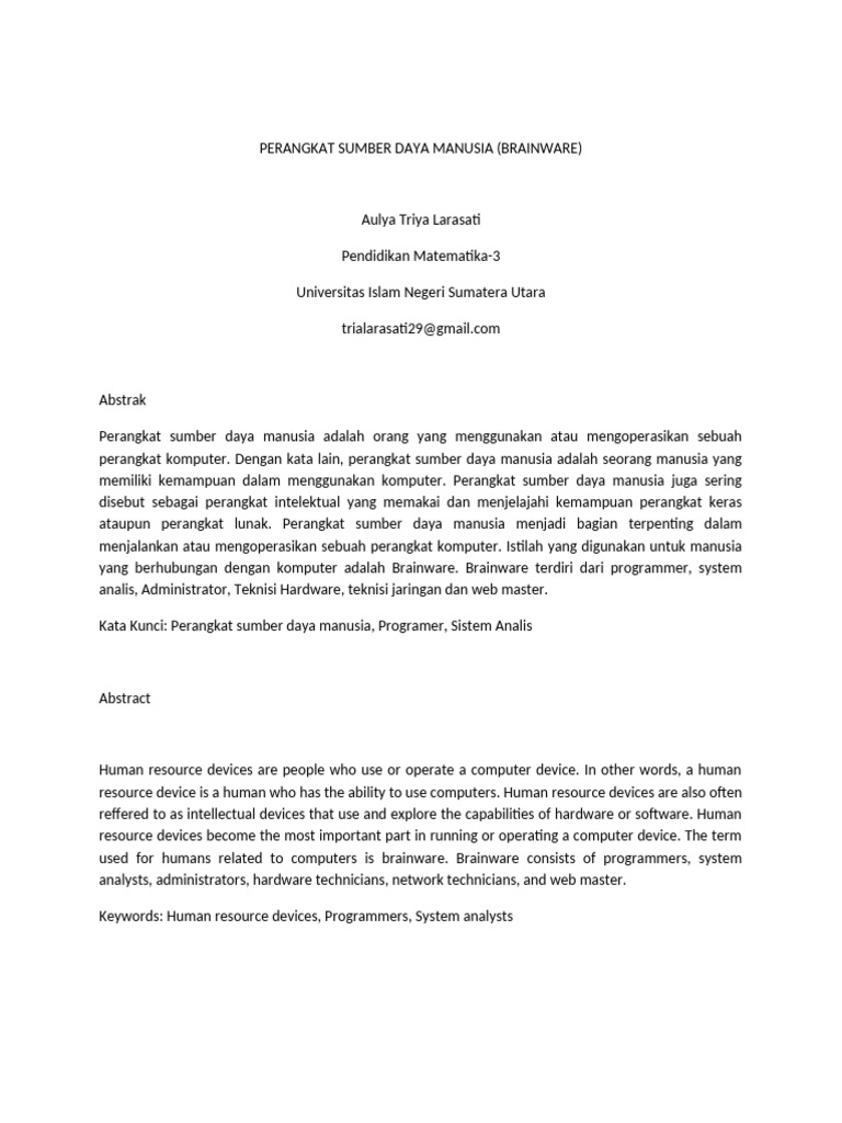 Peran Brainware dalam Komputerisasi | PDF