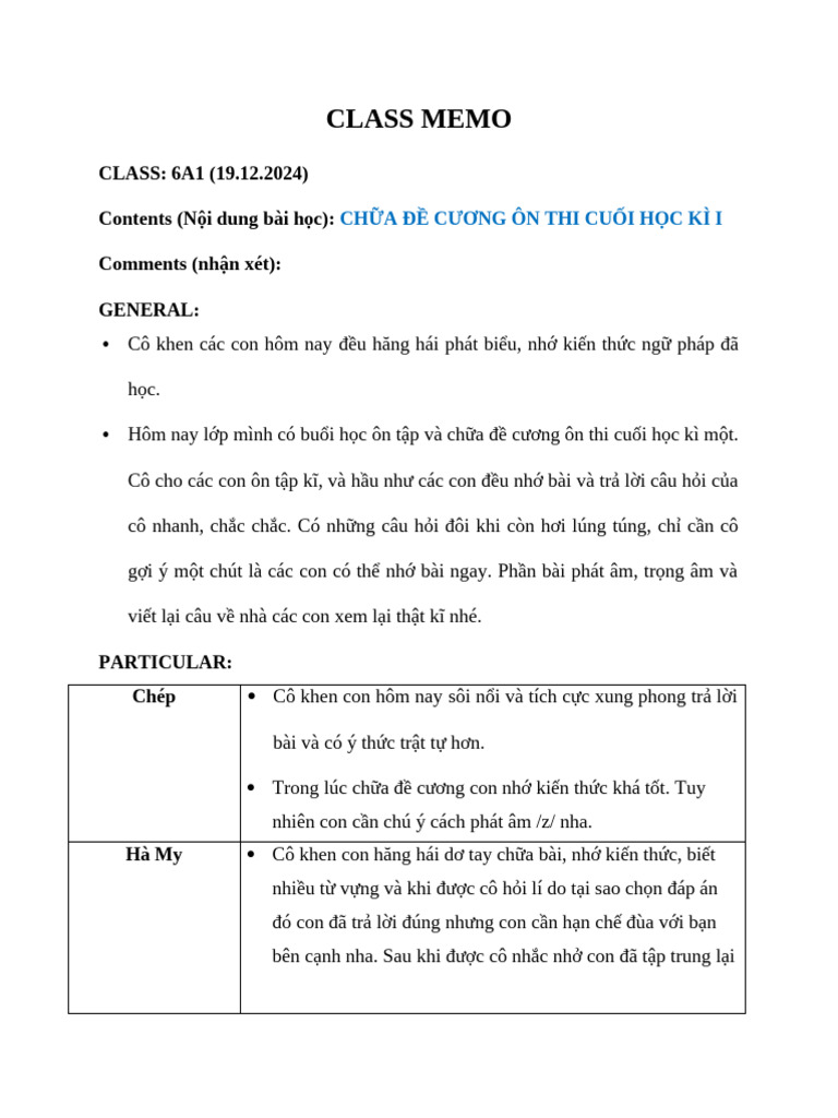 Class Memo 6a1 (19.12.2024) | PDF