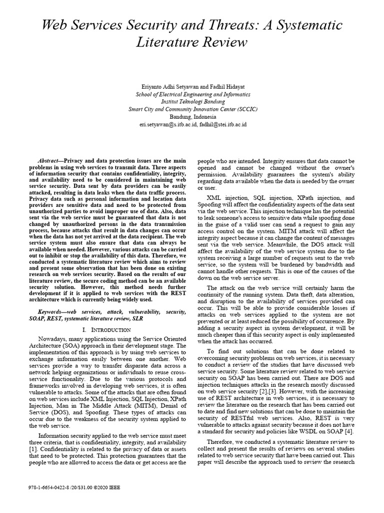 Web Services Security: Literature Review | PDF | Web Service | Denial ...