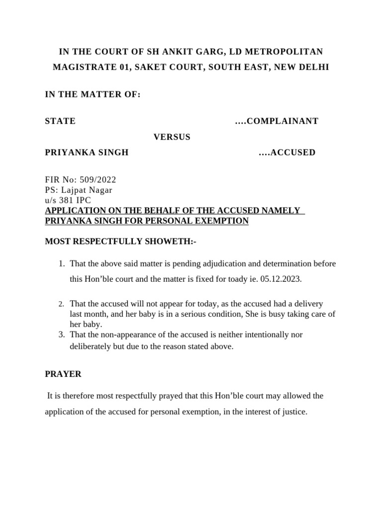 Exemption Application Pdf