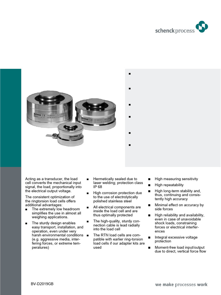 Schenck RTN Load Cell Specifications | PDF | Electricity | Electrical ...