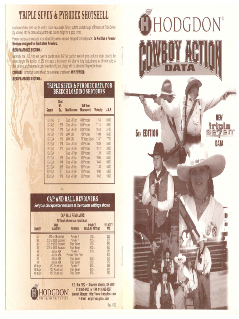 Hogdgon Cowboy Action Data, 2003 | PDF