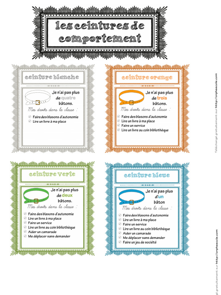 Ceintures de comportement en classe | PDF