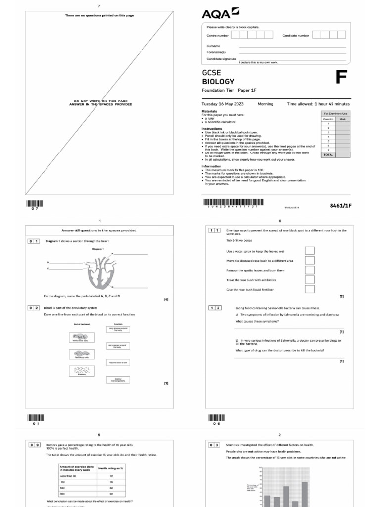 AQA GCSE Biology Paper 1 PDF