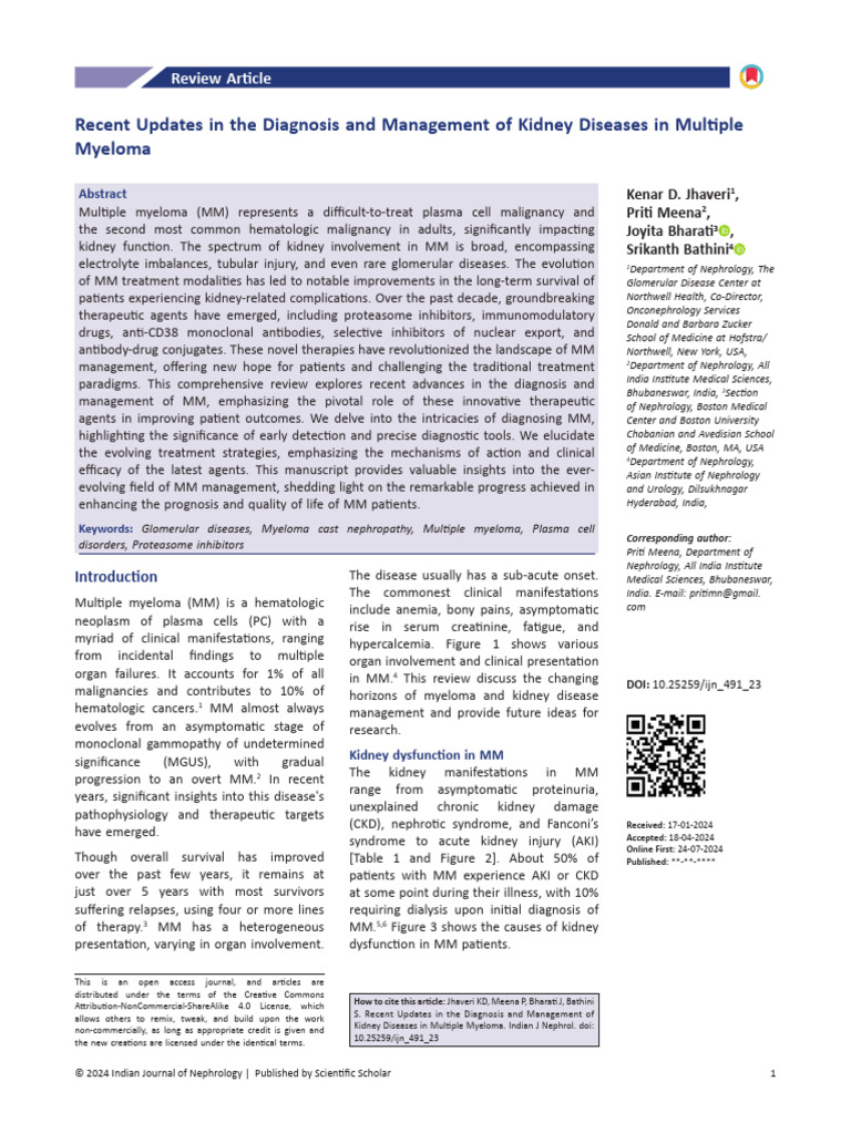 Recent Updates in The Diagnosis and Management of Kidney Diseases in ...