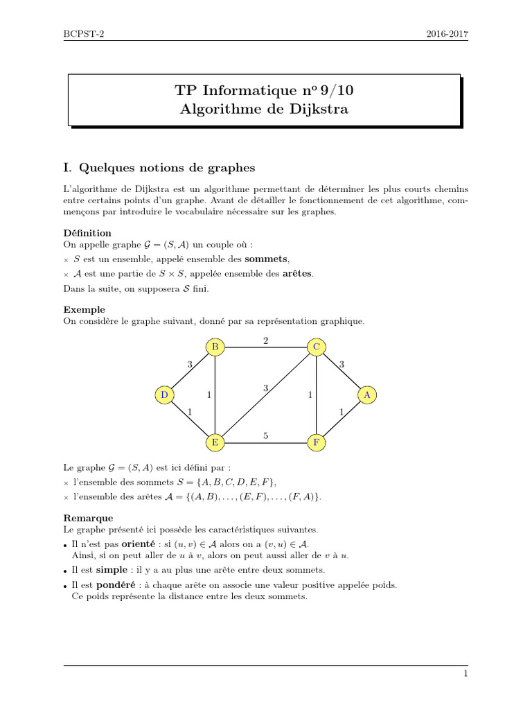 Algorithme de Dijkstra : Graphes et Implémentation | PDF | Théorie des ...