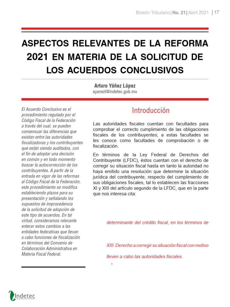 Reforma Acuerdos Conclusivos Prodecon - Indetec | PDF | Adopción | Gobierno