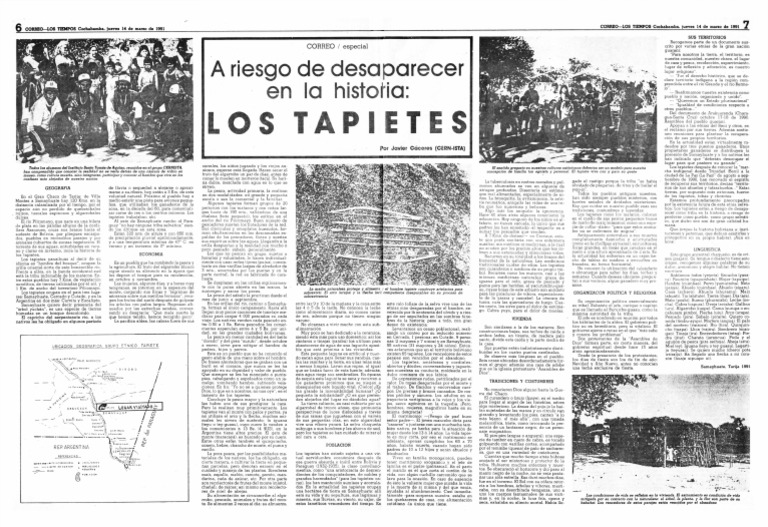A Riesgo de Desaparecer en La Histolia:: Los Tapietes | PDF