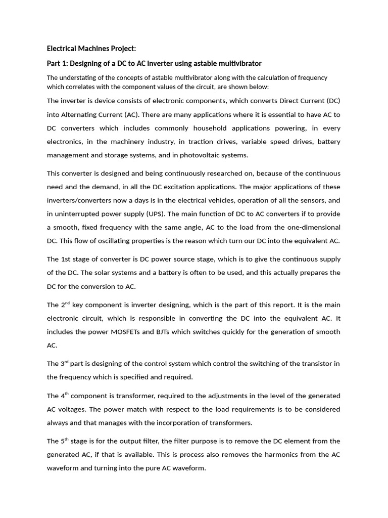 DC to AC Inverter Design Using Astable Multivibrator | PDF | Power ...