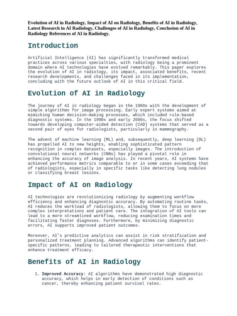 AI's Impact on Radiology Evolution | PDF | Artificial Intelligence ...