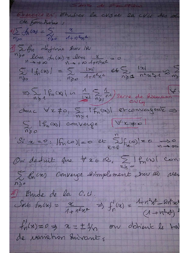Corrigé Série TD - Séries de fonctions | PDF