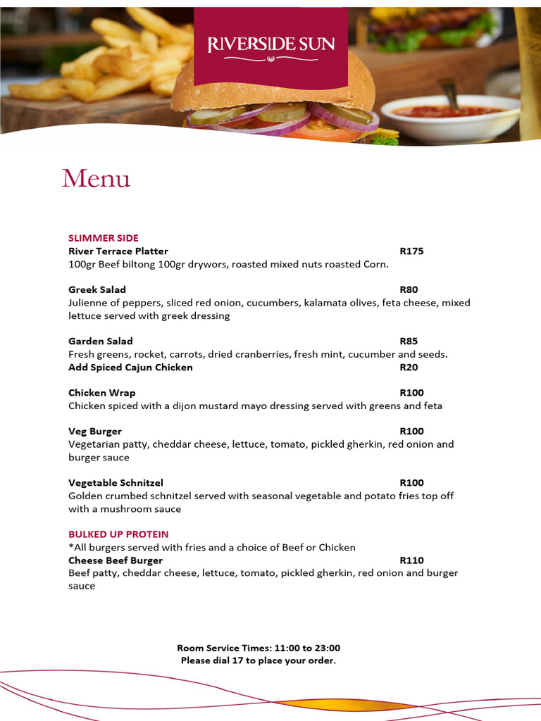 Riverside Sun Menu Overview | PDF | Hamburgers | Pickling