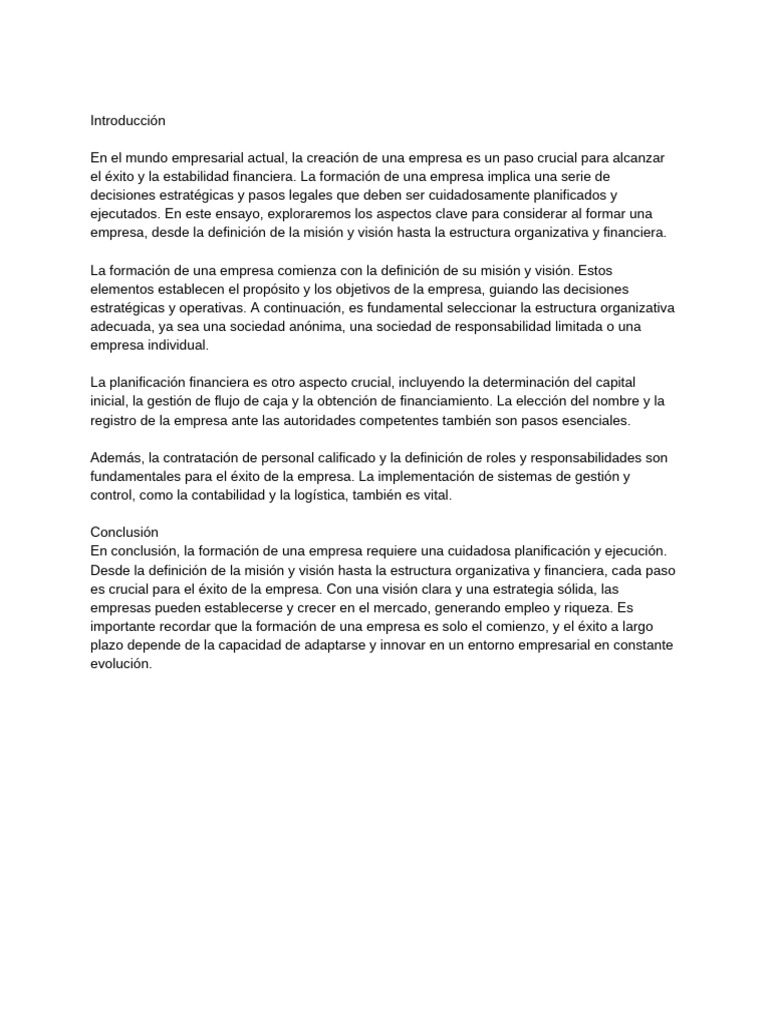 Claves para Formar una Empresa Exitosa | PDF