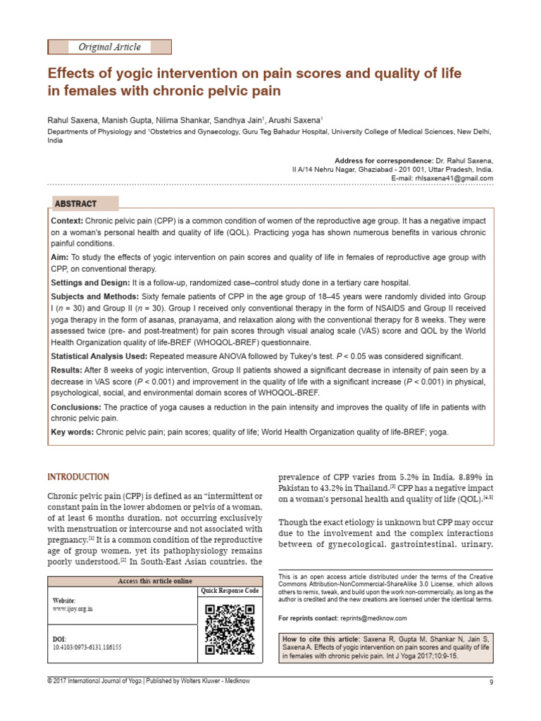 Effects of Yogic Intervention On Pain Scores and Quality of Life in ...