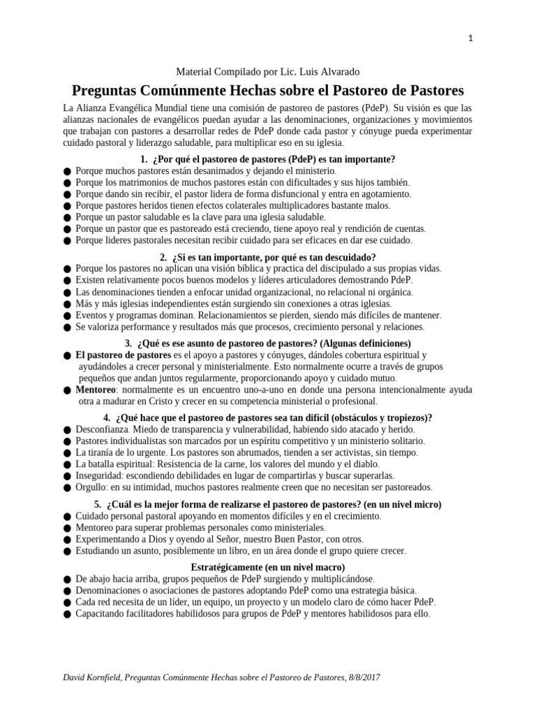 Preguntas Comunmente Hechas Sobre El Pastoreo de Pastores | PDF ...