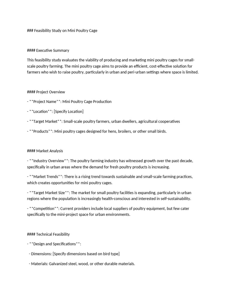 Mini Poultry Cage Feasibility Study | PDF | Poultry Farming | Quality ...
