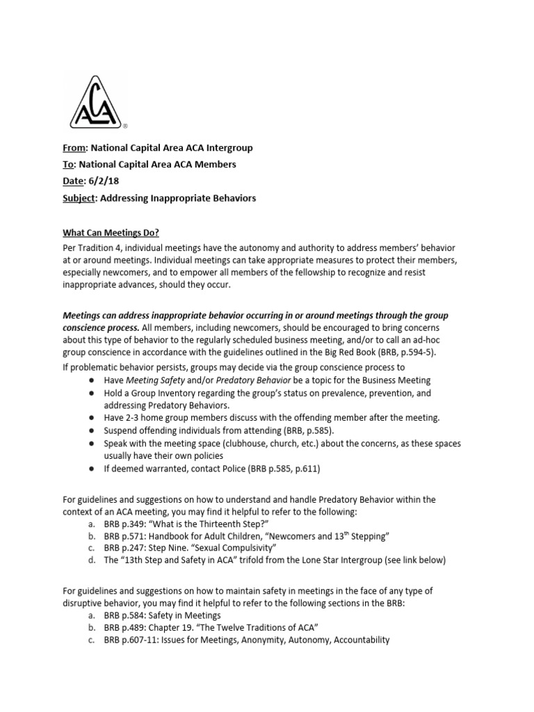 Addressing Inappropriate Meeting Behavior | PDF | Behavioural Sciences ...