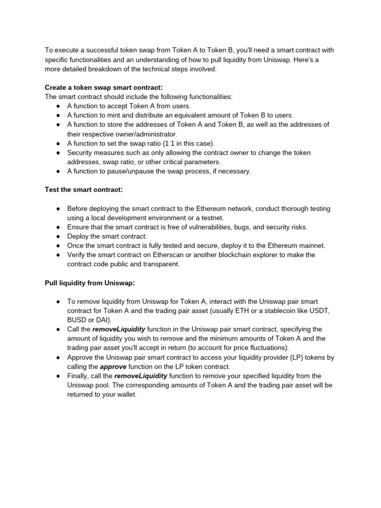 Token Swap Guide: Smart Contract Steps | PDF