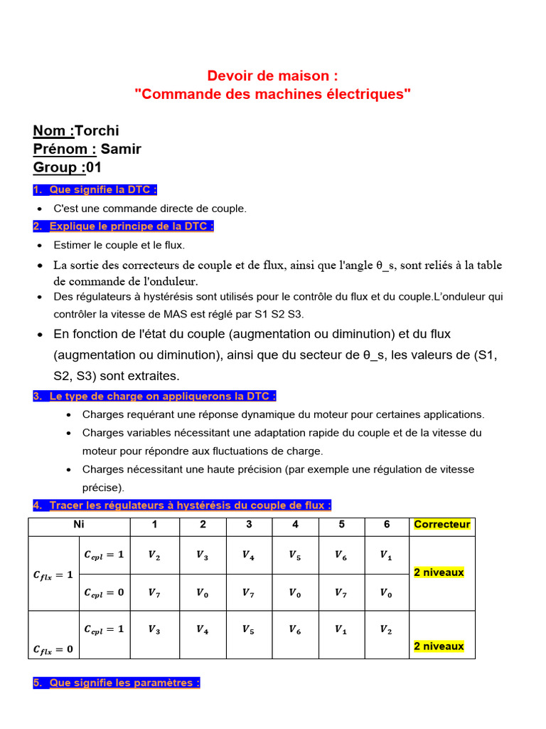 Commande Directe de Couple en Électromécanique | PDF
