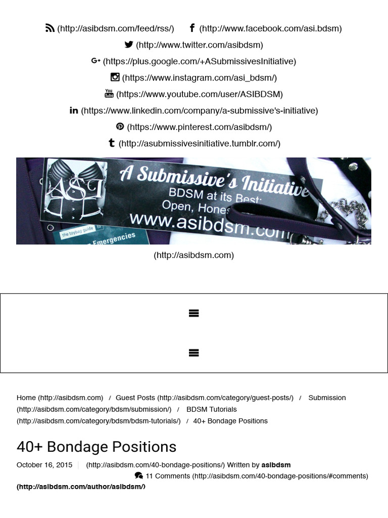 40 Bondage Positions Guide Pdf Bondage Bdsm Bdsm 