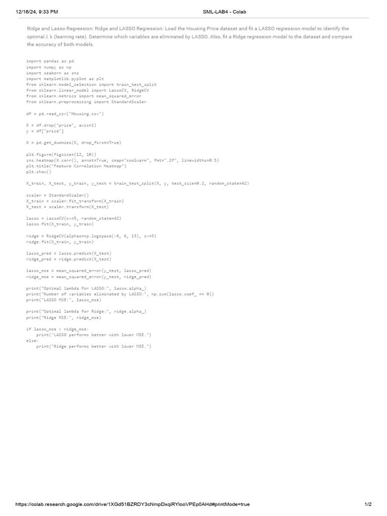 Ridge and lasso pdf mean squared error estimation theory