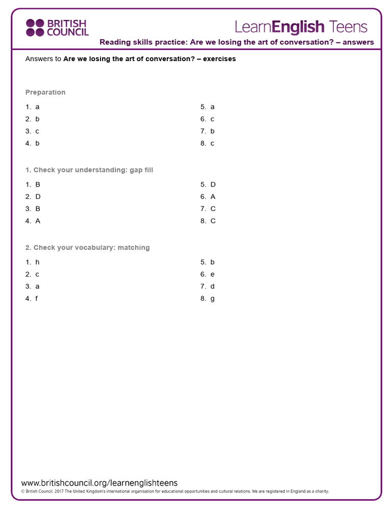 Are We Losing The Art of Conversation Answers 0 PDF