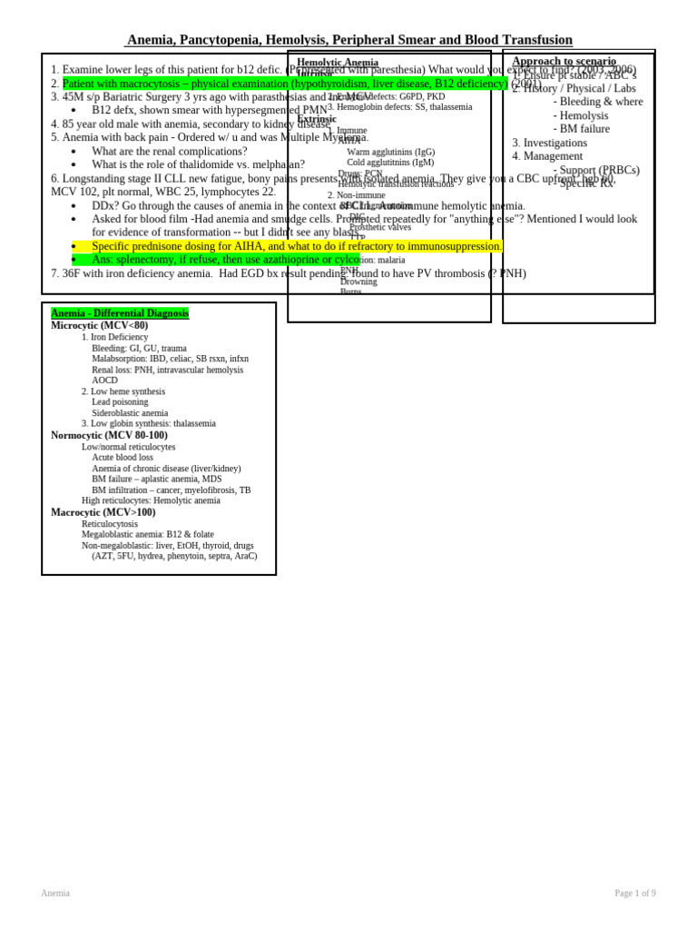 Anemia and Pancytopenia | PDF | Anemia | Clinical Medicine