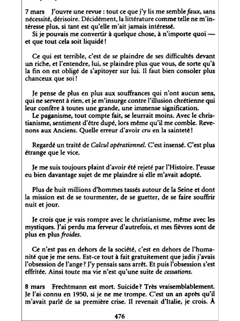 Cioran - Extrait Des Cahiers | PDF