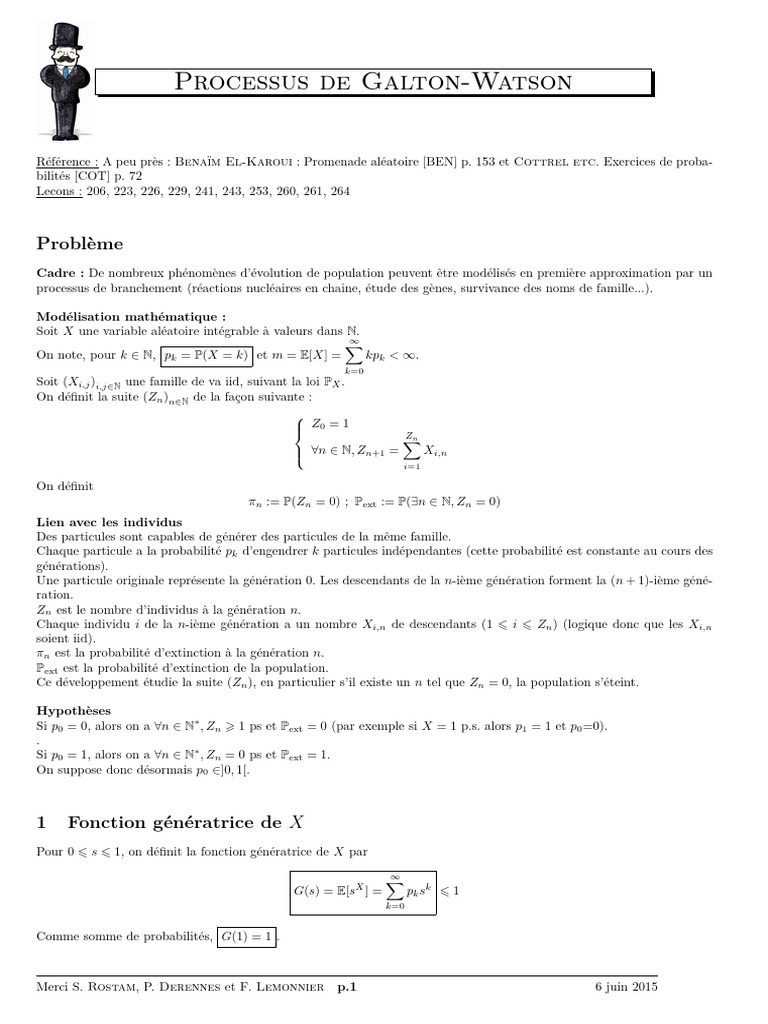 Modélisation du processus de Galton-Watson | PDF | Francis Galton ...