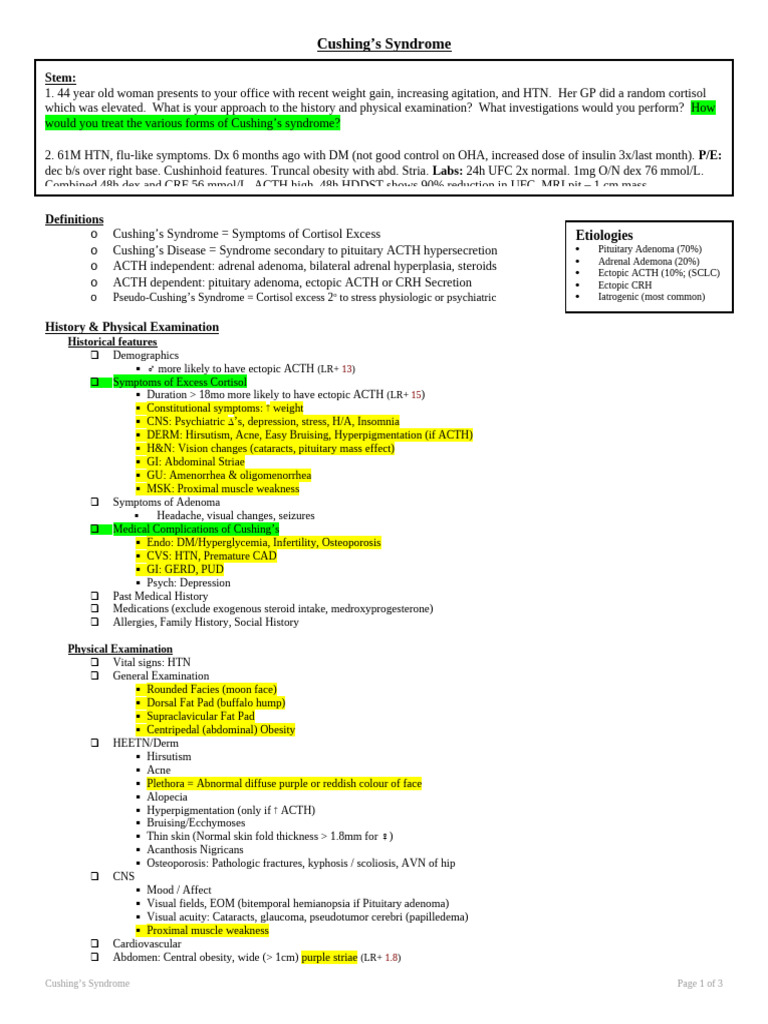 Understanding Cushing’s Syndrome Symptoms | PDF | Endocrine System ...