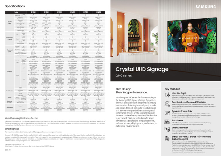 Crystal UHD Signage Specifications | PDF | Hdmi | Remote Control